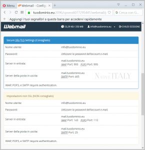 Guide cPanel – Parametri configurazione email